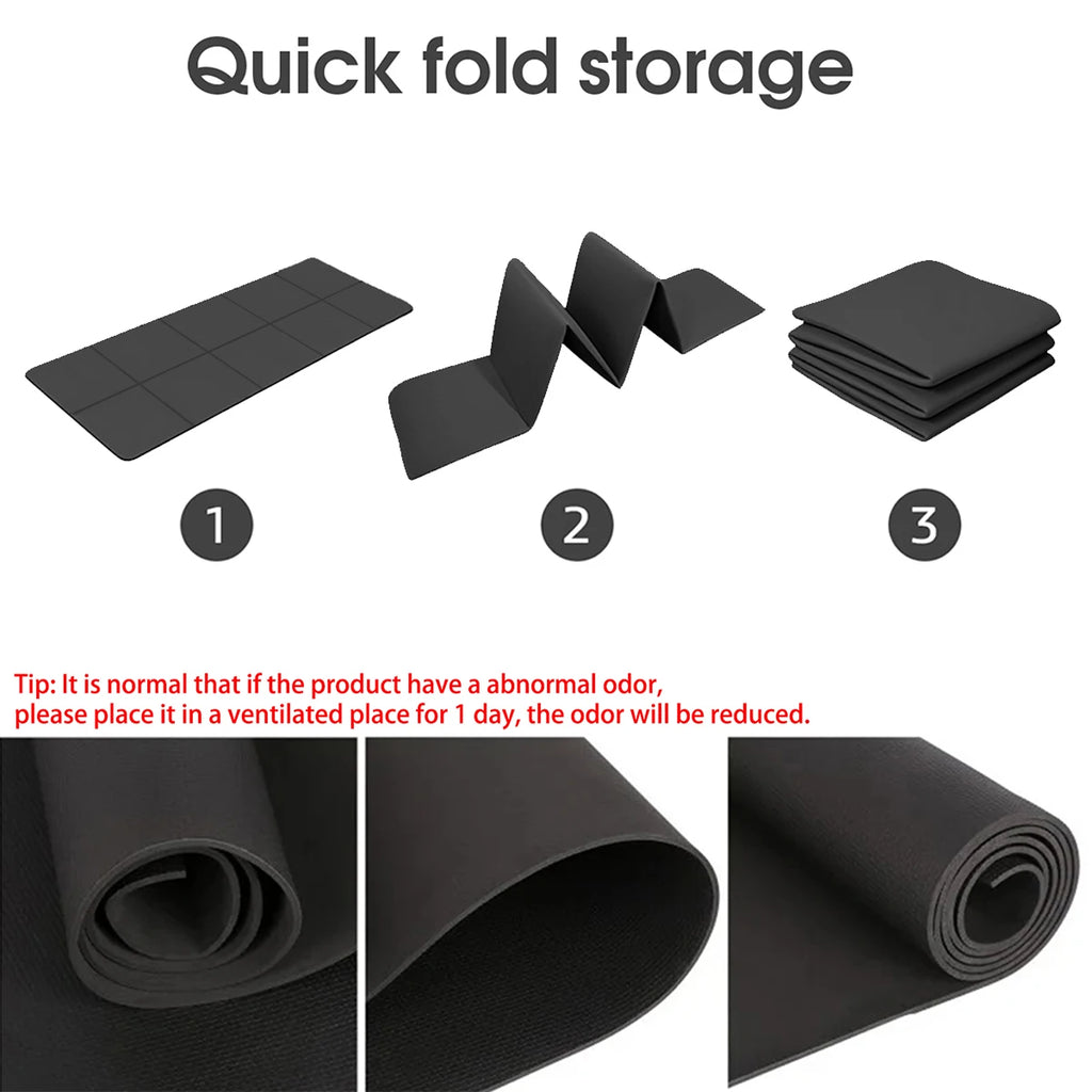 Foldable Yoga Mat Black Eco Friendly EVA Folding Travel Fitness Exercise Mat 3/4/6mm Thicknesses for Yoga Floor Workouts