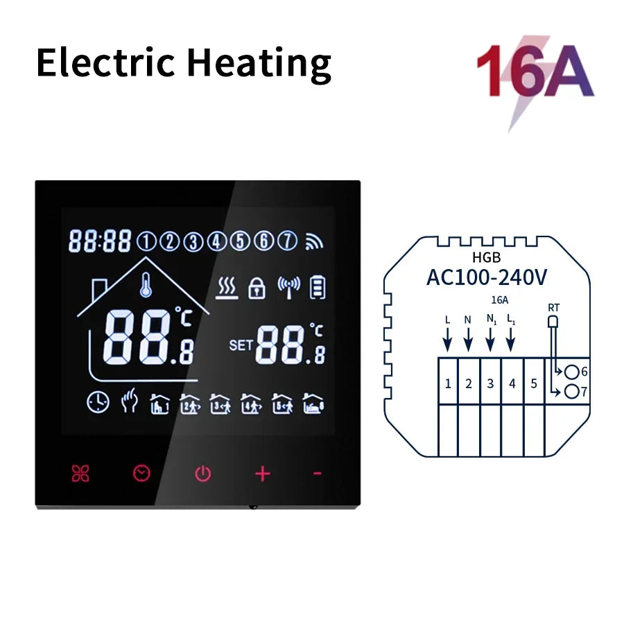 Tuya WiFi Smart Thermostat LCD Display Touch Screen for Gas Boiler Temperature/Electric Floor Heating Water Remote Controller
