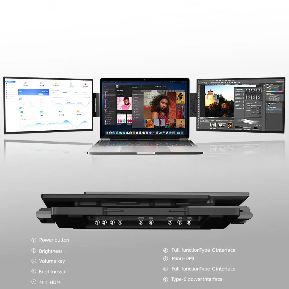 Sibolan 16" 2.5K Dual Screen Portable Monitor 1600P 60Hz High-Definition Dual Triple Display Extender For Home Office & Wins