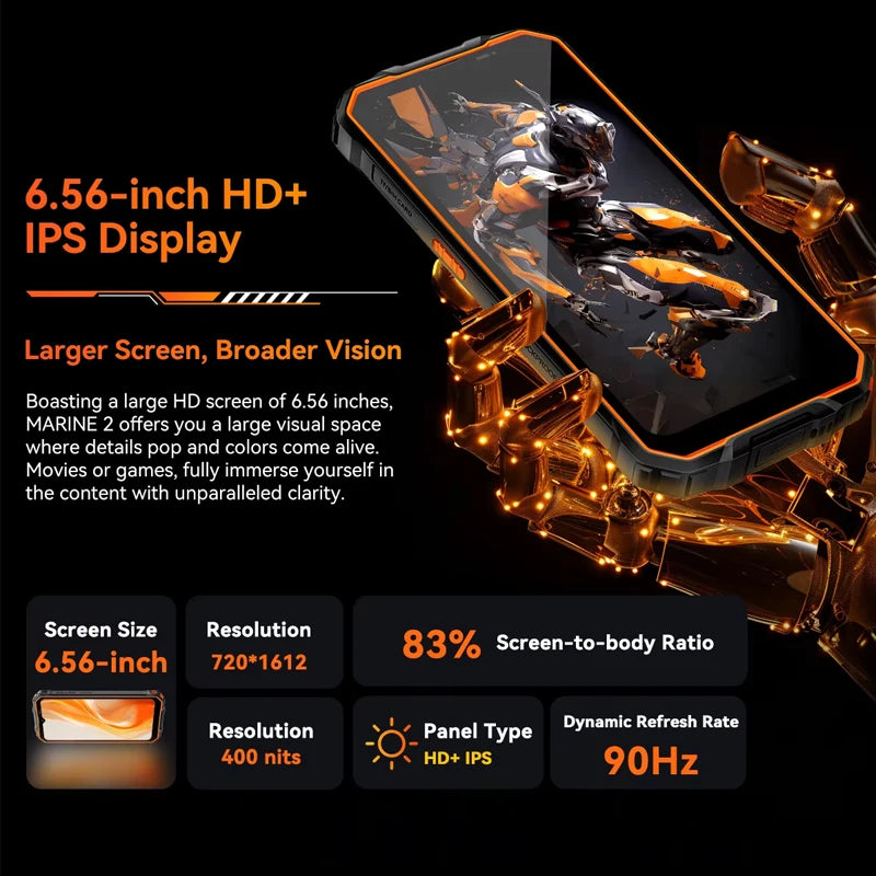 Blackview OSCAL Marine 2 Rugged Phone AI 11000mAh Battery 6.56 " HD+ Display Unisoc T6158GB RAM 128GB Smartphone Android 15 NFC