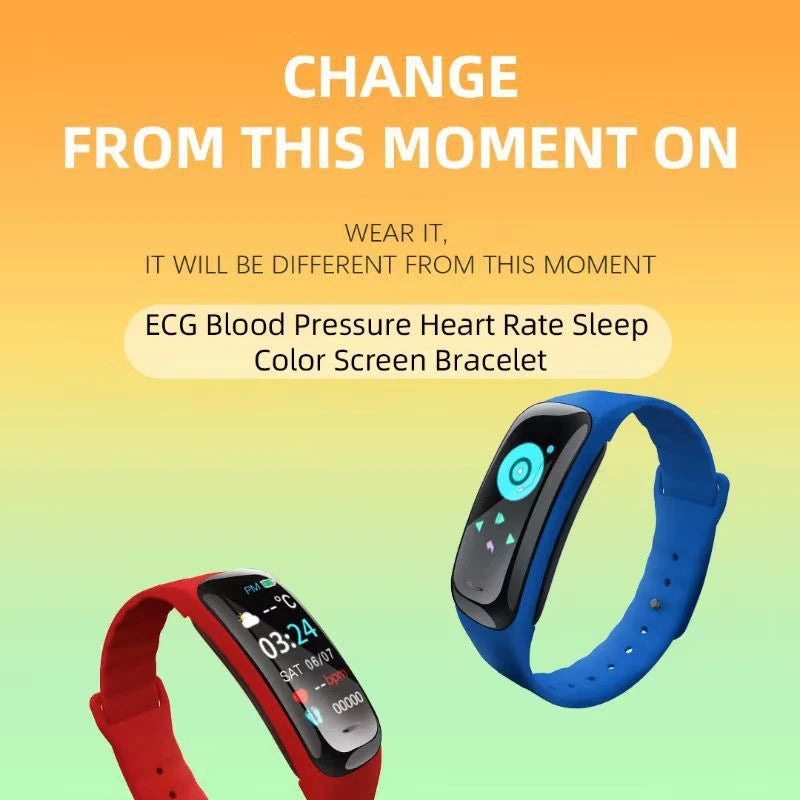 Smart Watch C1 Plus Bluetooth Step Counting Sports Bracelet Fitness Tracker Heart Rate Blood Pressure Sleep Men Women Gift
