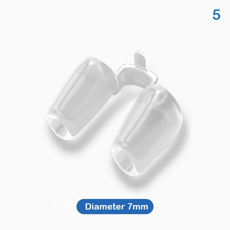 Clear silicone nose shaping clip for postoperative rhinoplasty and crooked nose correction, 7mm diameter.