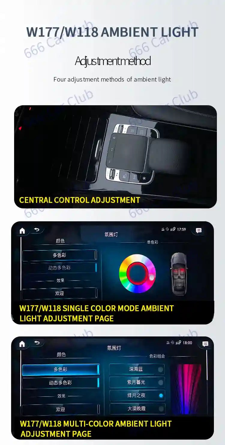 Mercedes Benz Ambient Lighting Kit 64 Color RGB LED Interior Air Tidesmit