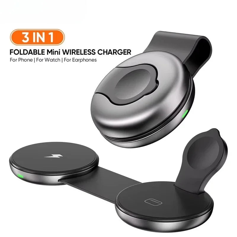 3-in-1 Wireless Travel Charger: Foldable MagSafe Compatible Dock Tidesmit