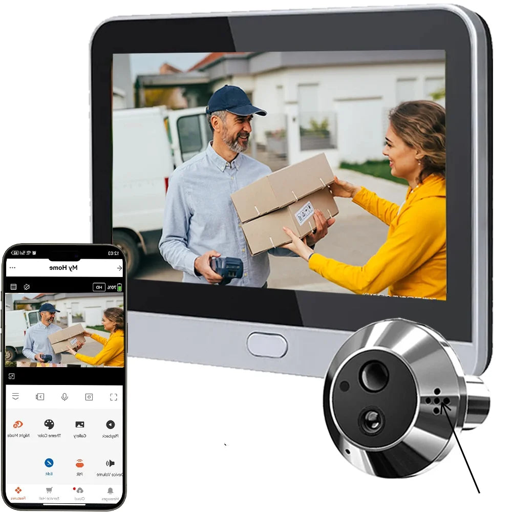 Tuya Smart Two Way Audio Door Eye Viewer With 3MP Camera Tuya 140 Degree Wide Angle Night Vision Video Door Phone Intercom