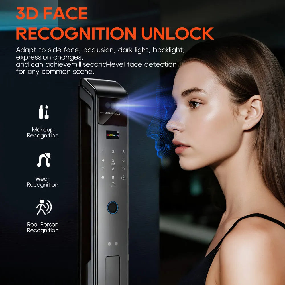 SANKESONG Tuya 3D Face Recognition Smart Lock with Security Camera Digital Electronic Intelligent Fingerprint Lock