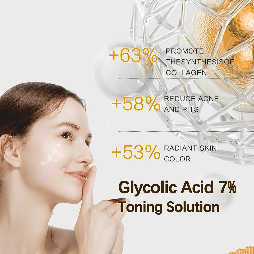 Glycolic Acid 7% Percent Toning Solution Face Exfoliant Acne And Dark Spots Brightens Skin Niacinamide Gentle Facial Care