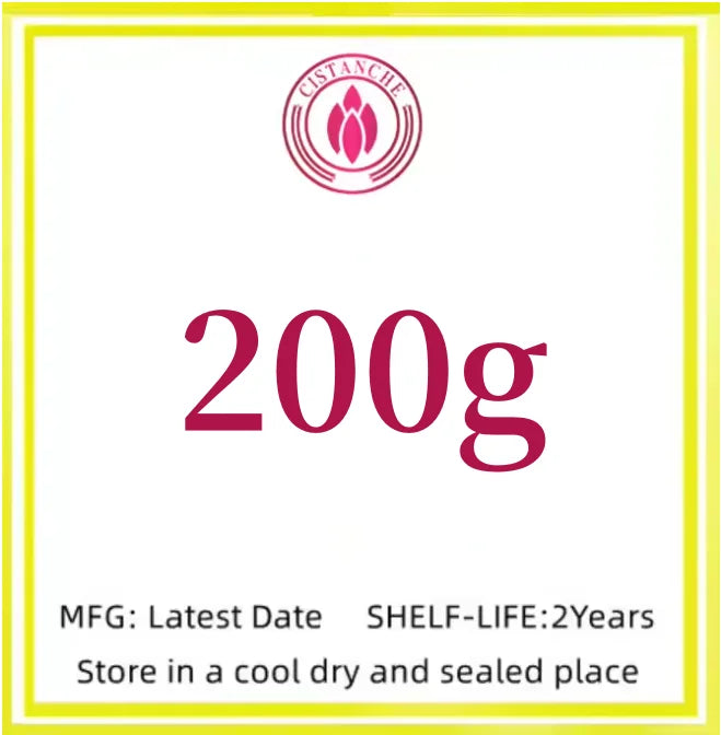 200g Cistanche extract powder, a potent adaptogen supplement in sealed packaging for natural wellness.