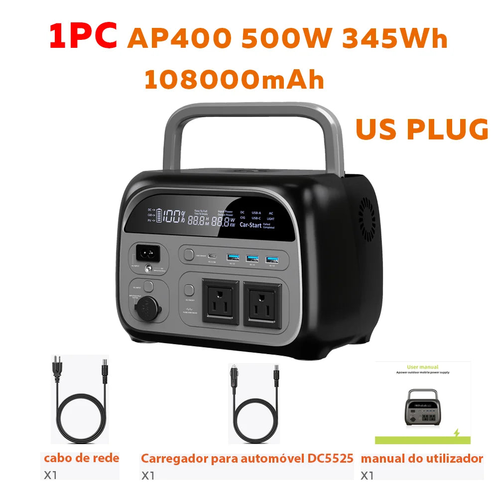 CTOLITY AP400 500W 345Wh 108000mAh LiFePO4 Portable Power Station, Pure Sine Wave Solar Generator, Emergency Backup Power for Camping, Travel & Home Blackout, Multiple Colors Available