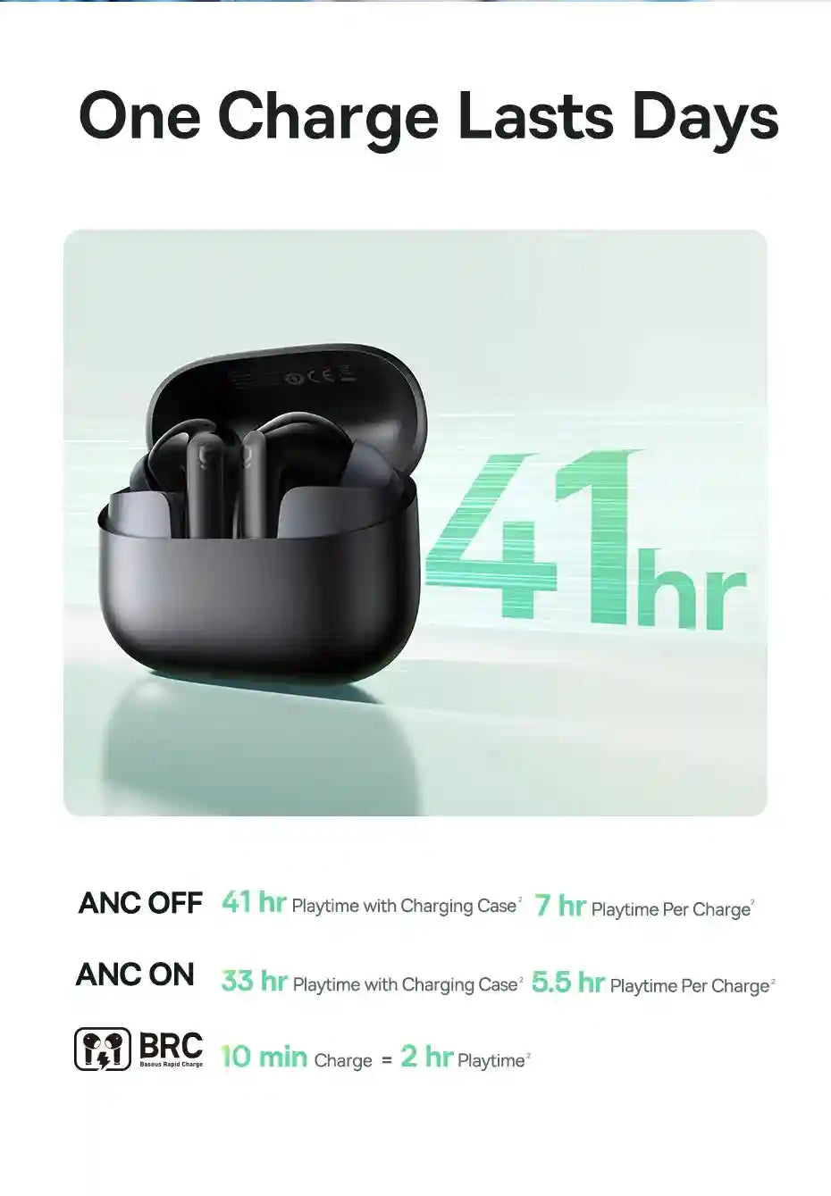 Tidesmit Wireless Headphones - 43dB Active Noise Cancellation, Black/White Tidesmit