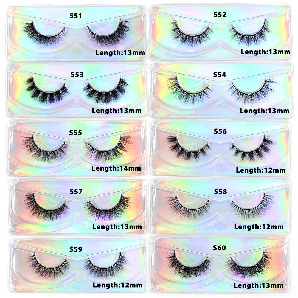 Tidesmit 3D mink lashes 12mm-15mm short wispy false eyelashes for natural volume face makeup side angle view