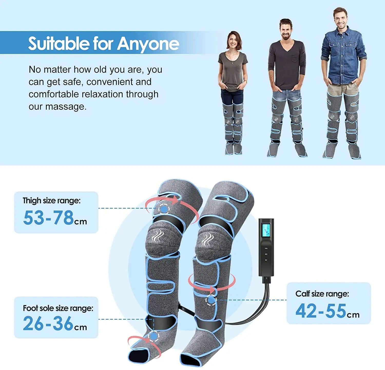 Leg Air Compression Massager with Heat Therapy for Circulation Relief Body Shaping Massage Equipment Tidesmit