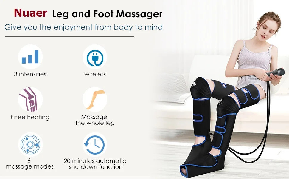 Leg Air Compression Massager with Heat Therapy for Circulation Relief Body Shaping Massage Equipment Tidesmit