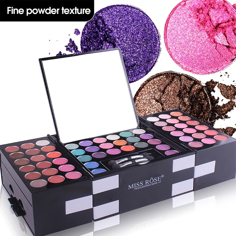 142 Color Basic Makeup Set, Matte/Satin/Metal Finish Eyeshadow Palette with 19+ Colors, 3 Blush, 3 Eyebrow Powder, and Brush for Professional and Personal Use Tidesmit