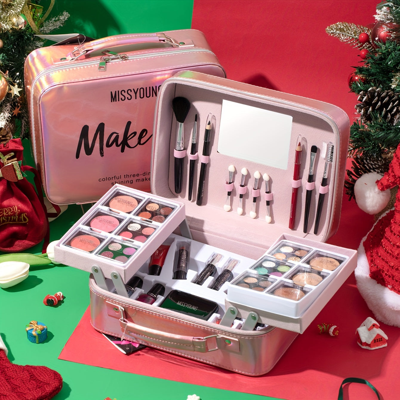 All-in-One Complete Makeup & Nail Kit Gift Set with Cosmetics (Nail Polish, Mascara, Eyeshadow) - Full Range Face, Eye & Lip Product Line, Multi-Functional Beauty Box with Brushes & Mirror - Perfect Birthday/Christmas/Holiday Tidesmit