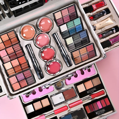 106pcs Professional Makeup Kit Complete Set with Eyeshadow Palette (warm & cool tones), Lipstick, Mascara, Lip Liner, Brushes & Applicators - Full-Size Collection for Beginners/Pros, Wedding, Photoshoot, Daily Use - Luxury Tidesmit