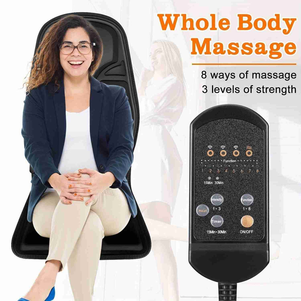 Massage Roller Seat Cushion with 8 Modes - Heat Therapy Back Support Massage Roller Tidesmit
