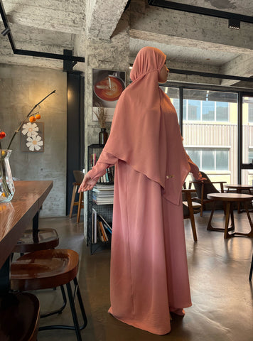 Crepe Khimar Set Boat Neck Two-Piece Abaya Hijab Muslim Maxi Dress hijab headsarf