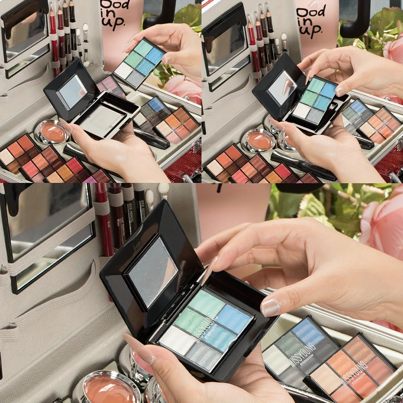 Professional Makeup Kit with Mirror - Portable Travel Set by Tidesmit Professional Makeup Kits Tidesmit