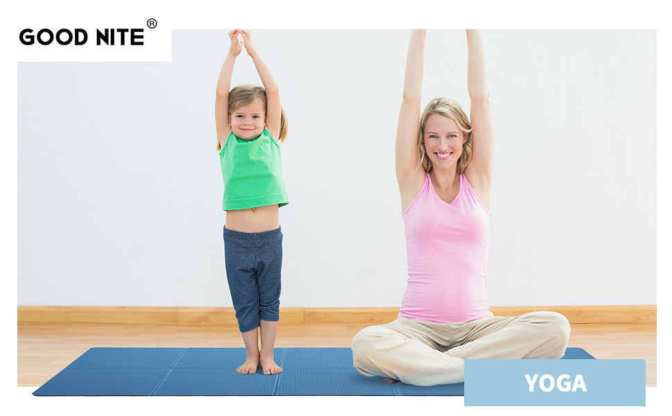Good Nite Foldable Yoga Mat - TPE Non-Slip 183x61cm for Gym, Pilates & Travel, 0.6cm Thick
