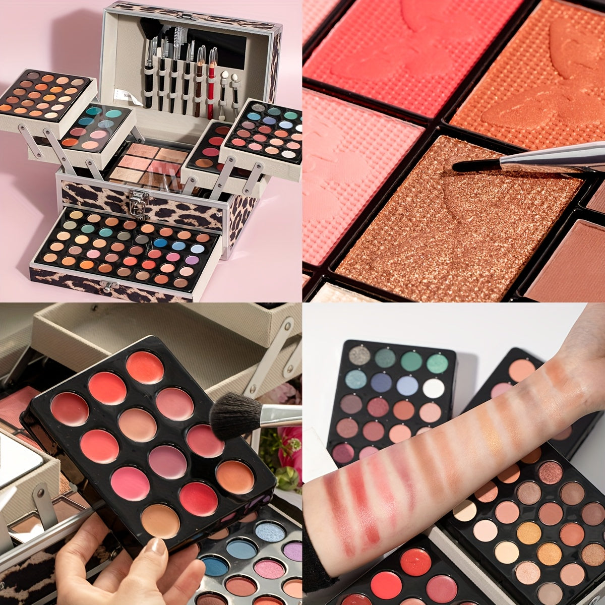 1pc Luxury Makeup Gift Set - High-Quality Full Series Cosmetics with Matching Tools & Elegant Box, Travel Professional Multifunctional Makeup Gift Box, Gorgeous Silvery & Leopard Print Color, Essential Stage Makeup For Beginn Tidesmit