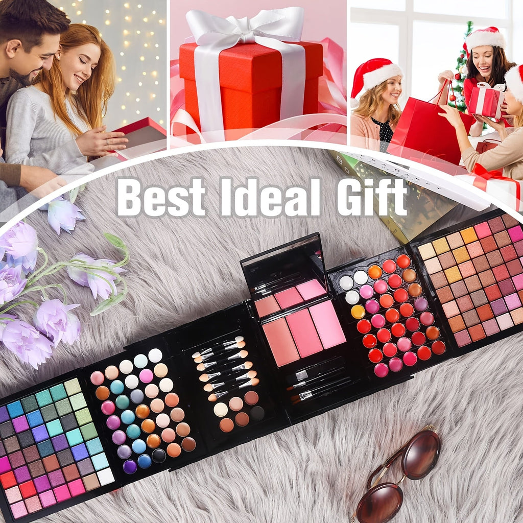 177 Colorful Makeup Palette Kit with Brushes, Lipsticks, and Eye Shadows - Matte, Satin and Natural Finish, Vibrant Mix of Cool and Warm Tones, High-Long-Lasting Formula, Perfect for Professional and Everyday Makeup, Wide Ran Tidesmit