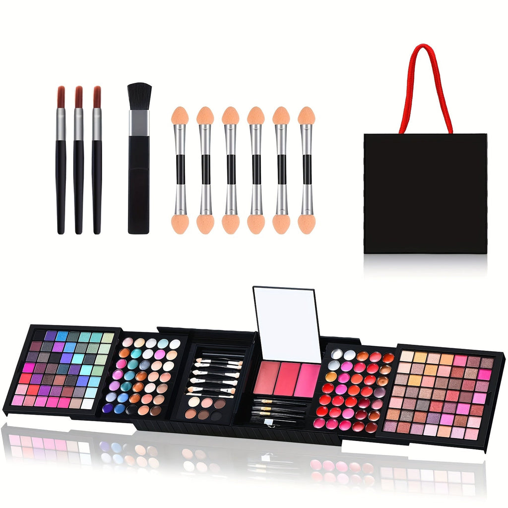 177 Colorful Makeup Palette Kit with Brushes, Lipsticks, and Eye Shadows - Matte, Satin and Natural Finish, Vibrant Mix of Cool and Warm Tones, High-Long-Lasting Formula, Perfect for Professional and Everyday Makeup, Wide Ran C177 Tidesmit