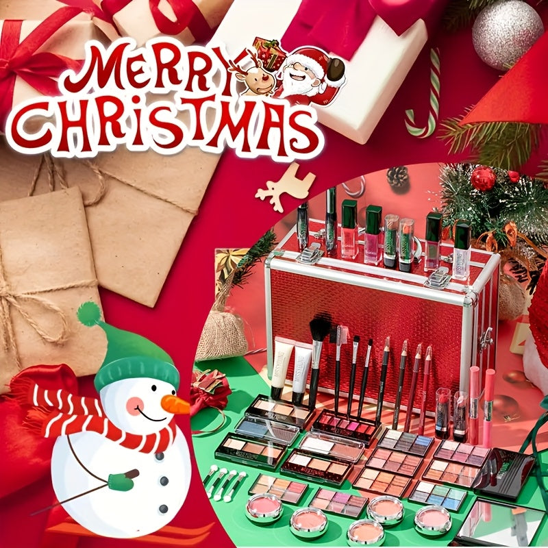 Waterproof All-in-1 Makeup Gift Box Set, Including Makeup Brushes, Blush, Lip Gloss, Eye Shadow Palette, Lipstick, Mascara, Built-in Mirror for Easy Makeup Touch-ups, A Full Set Of Makeup Tool-Ideal Gift Tidesmit